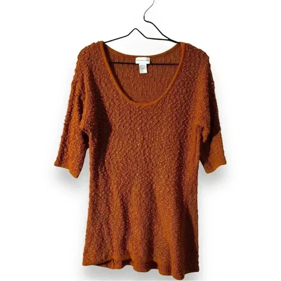 Soft Surroundings Burnt Orange 3/4 Sleeve Relaxed Fit Long Sweater or Minidress - Picture 6 of 14